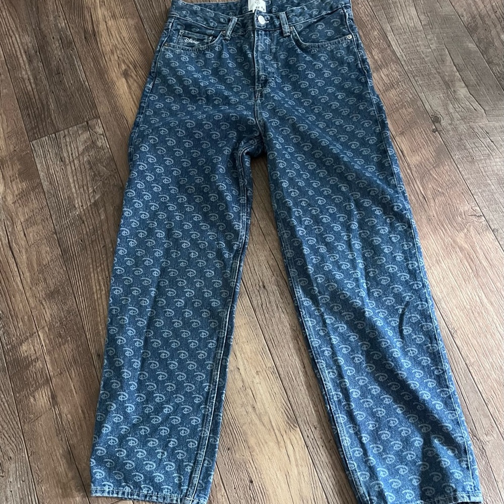 Disney Blue Straight Leg Jeans with Unique Pattern